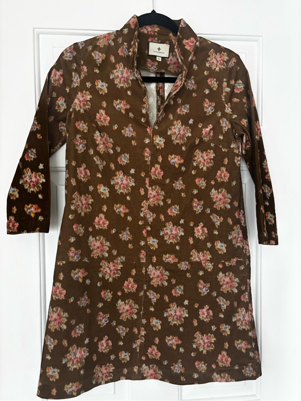 Tuckernuck Brown Floral Corduroy Mini Dress XS